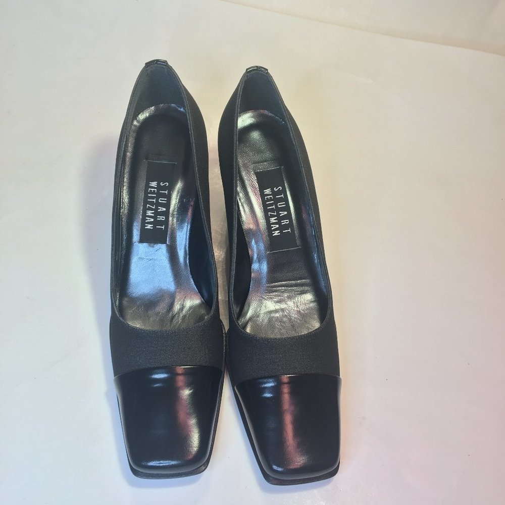 WOMEN'S STUART WEITZMAN SQUARE TOE HEELS SIZE 7.5 B - Picture 2 of 16
